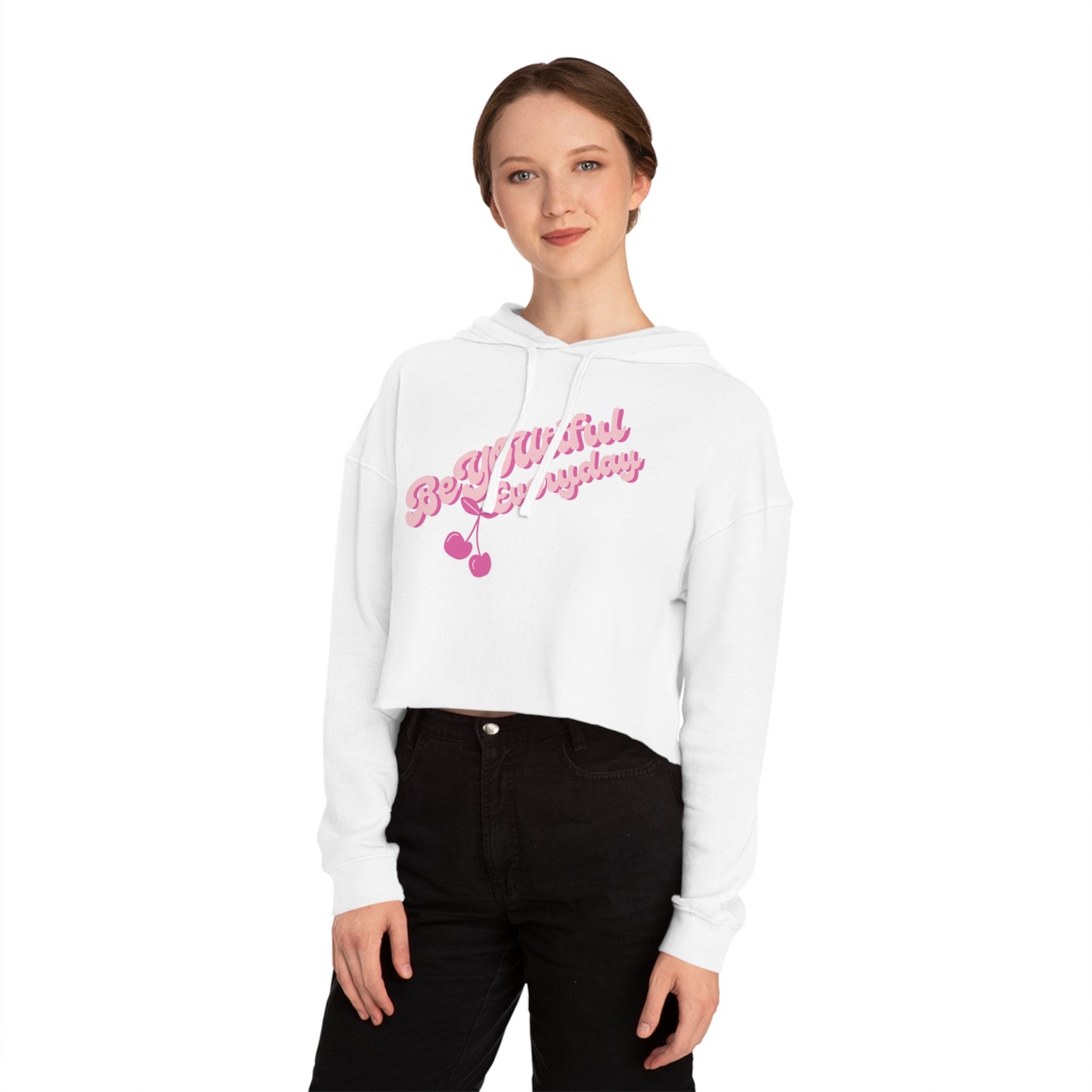 Cherry Design Women’s Cropped Hooded Sweatshirt - BeYOUtiful Everyday