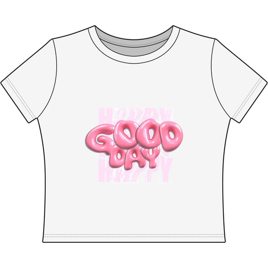 Happy Good Day-Women's Baby Tee