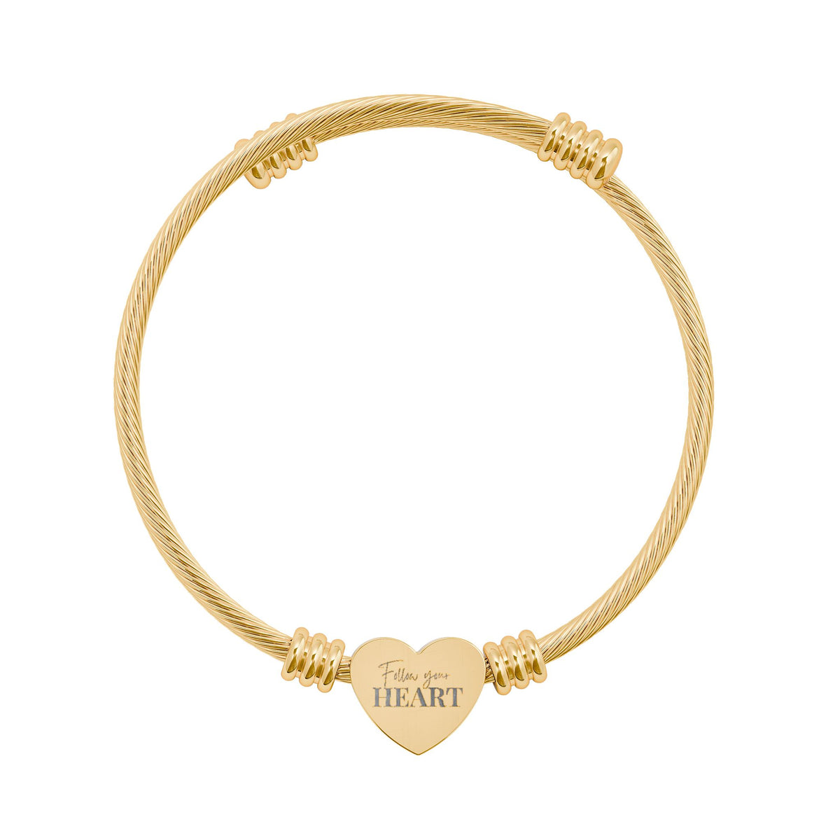 Follow Your Heart Engraved Heart Cuff Bracelet
