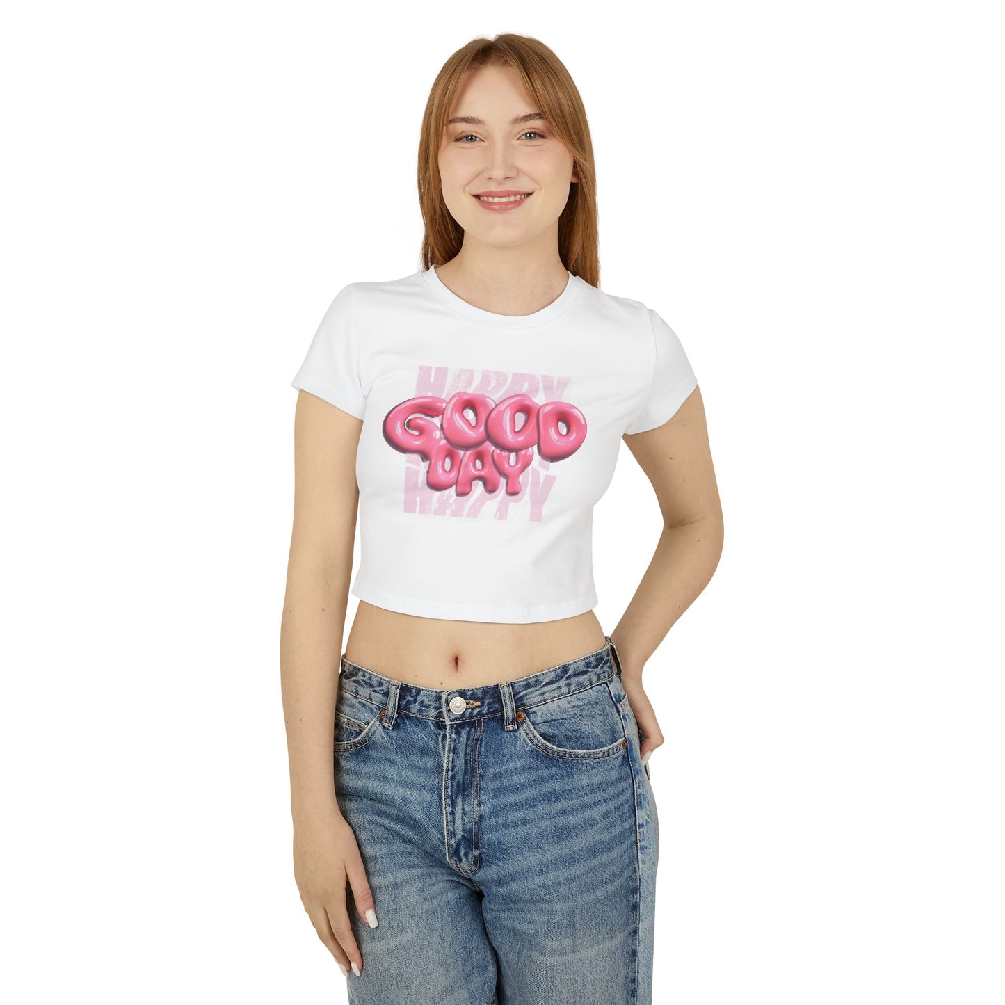 Happy Good Day-Women's Baby Tee